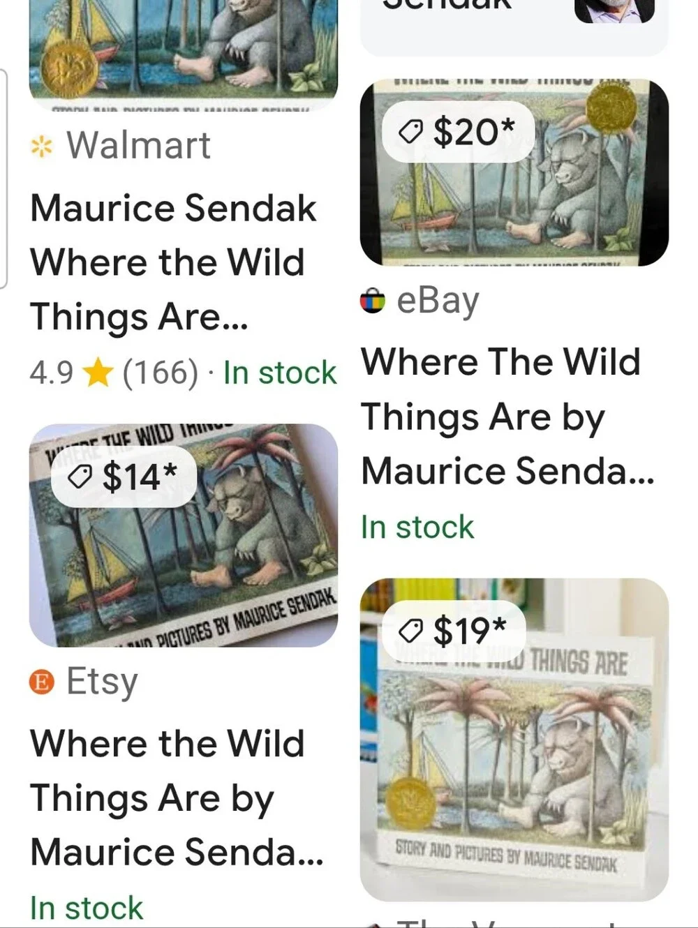 Children’s book Where the Wild Things are. 1963 I remember this in the 1…